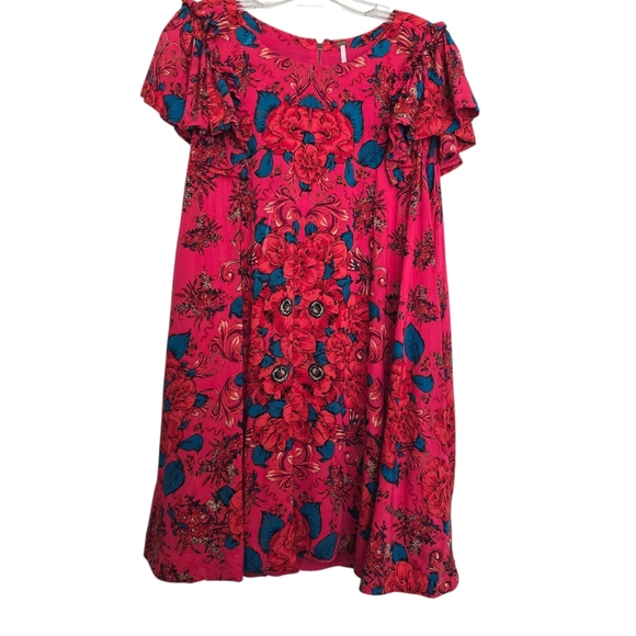 Free People Yara Hot Pink and Blue Floral Dress - Picture 2 of 4